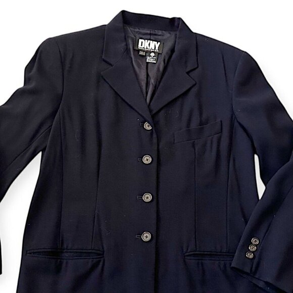 Vintage DKNY Navy Blue  Wool Blazer Jacket , size 8 - Picture 7 of 12